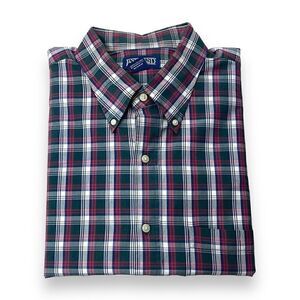 Lands End Shirt Mens Extra Large XL Green Plaid Long Sleeve Button Down Shirt‎